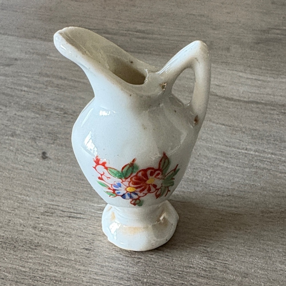 Mini Floral White Ceramic Pitcher